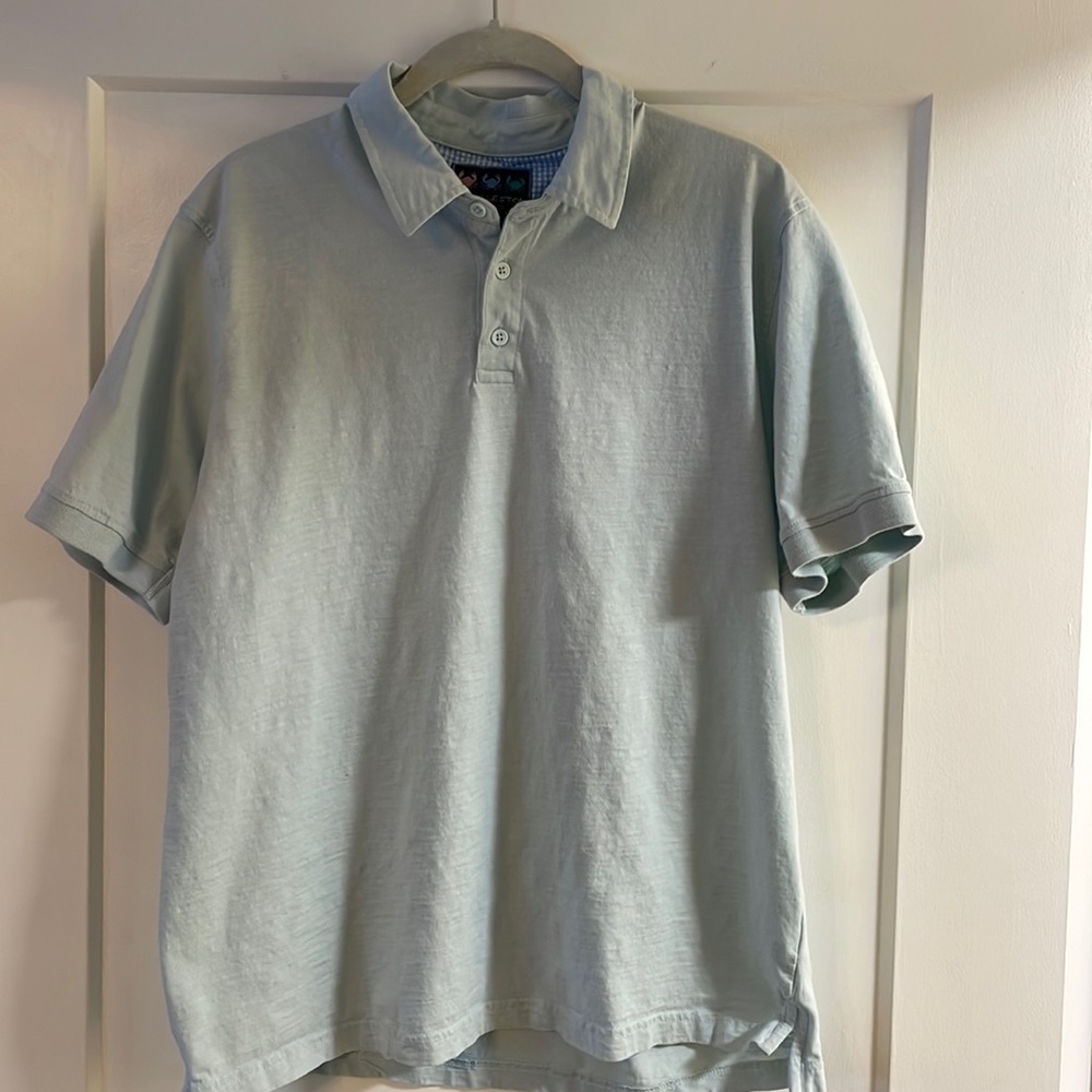 Charleston Threads Mens SS Polo Large Soft 100% Cotton -The Color of Seaglass